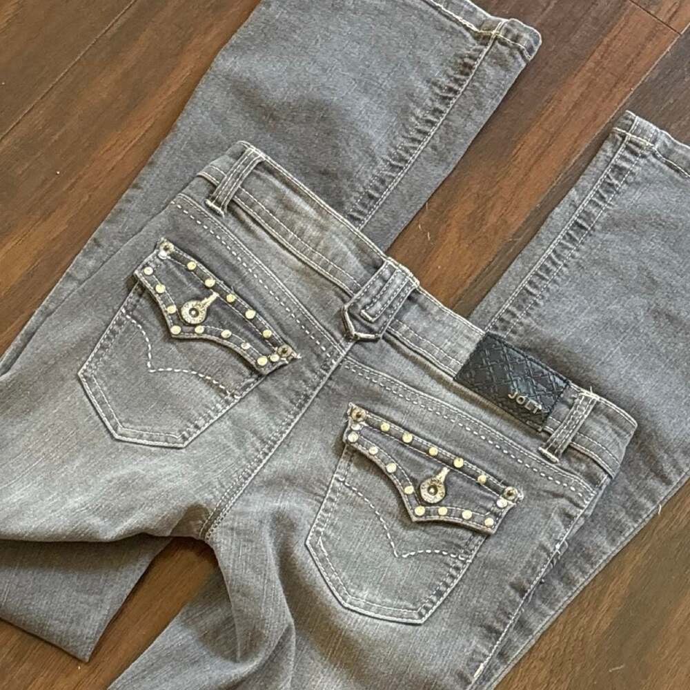 Jolt Gray Studded Embellished Bootcut Jeans Size 12
